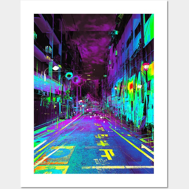 Tokyo Japan Alley Vaporwave Glitch Art Wall Art by GLITCH.HUB